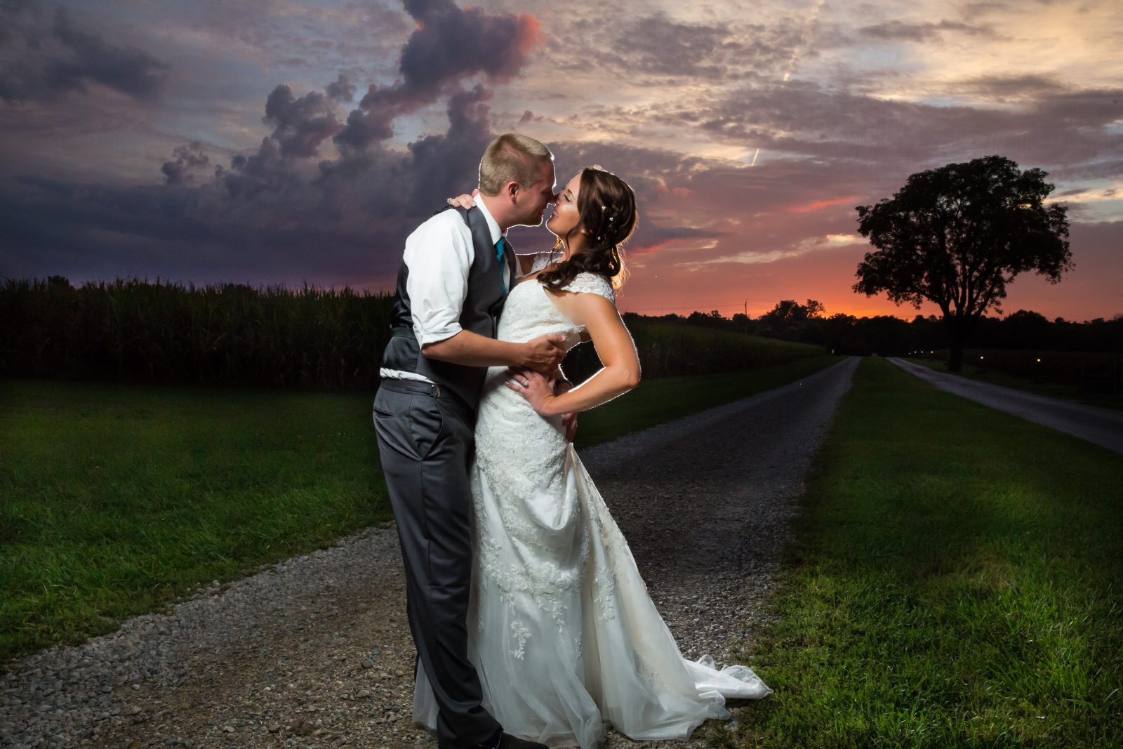 Bride and Groom at sunset